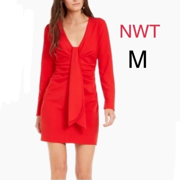 INC International Concepts Red Dress Ruched NWT Sz M - Picture 1 of 13